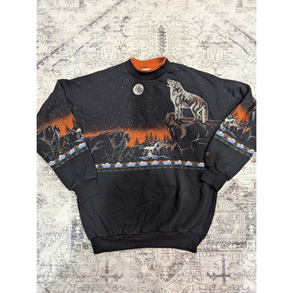 Vintage Howling Wolf All over print Crewneck Sweater